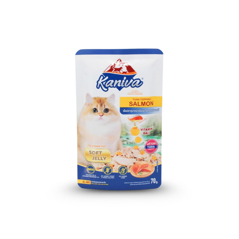 Kaniva Tuna Topping Salmon Pouch 70g-Soft Jelly